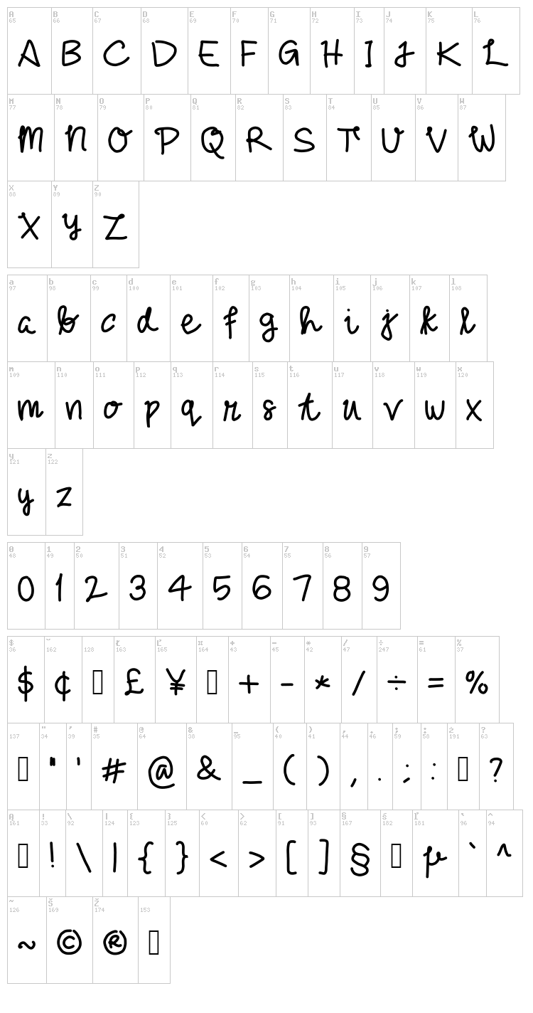 For Her By @fananmoch font map